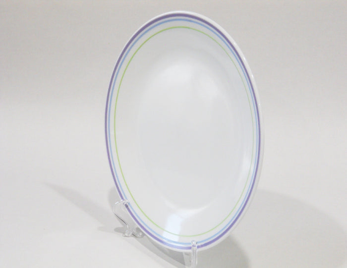 ❤️ 1 Corelle MOONGLOW 8.5" LUNCH Luncheon PLATE *Purple Blue Green Band Stripes