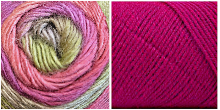 (100% ACRYLIC) FUCHSIA + TULIP - Embossed Fall Pocket Shawl KIT