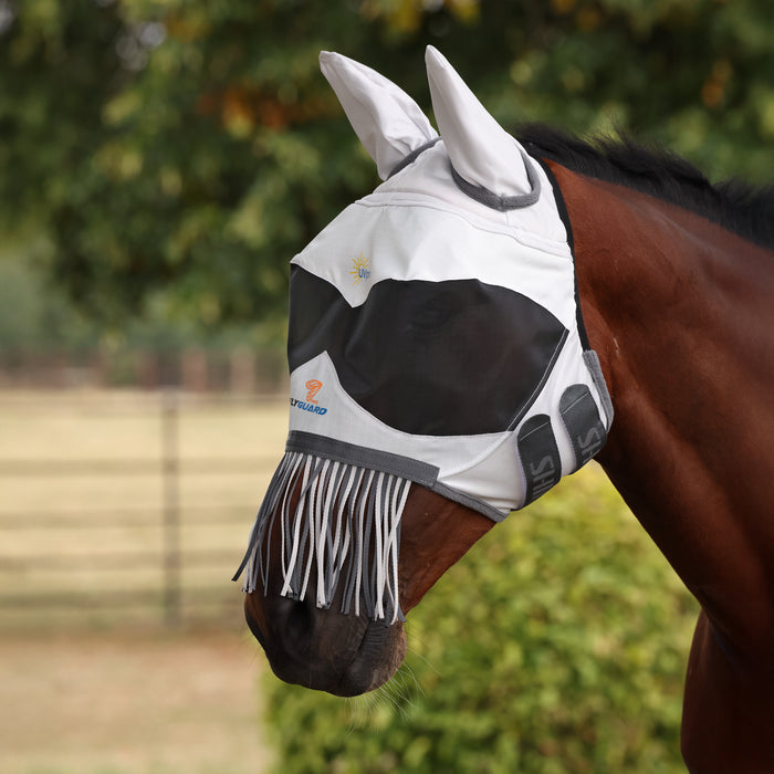 10876 - Shires FlyGuard Pro Sun Shade Fly Mask with Ears & Nose Fringe