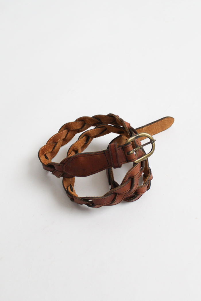 braided honey leather belt