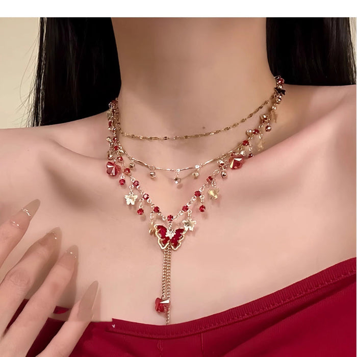 Butterfly Tassel Layer Necklace - Fashionnsio