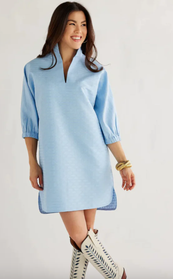 Caryn Lawn Betsy Collar Jacquard Dress