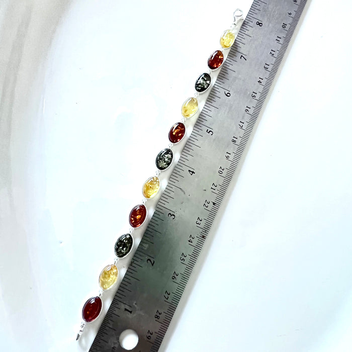Classic Oval Amber with Silver Bracelet BuyRussianGifts