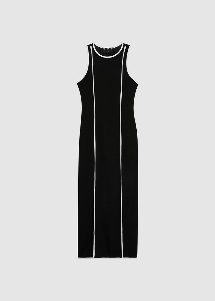 CONTRAST PIPING MAXI DRESS