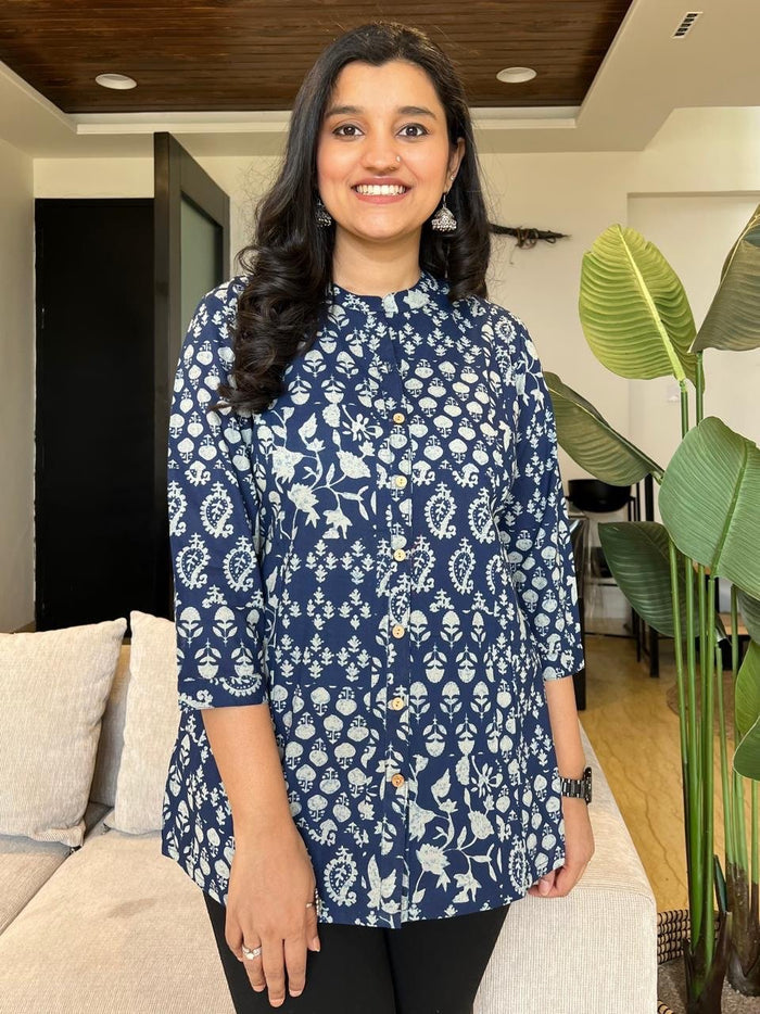 Cotton Short Top- Indigo Mix