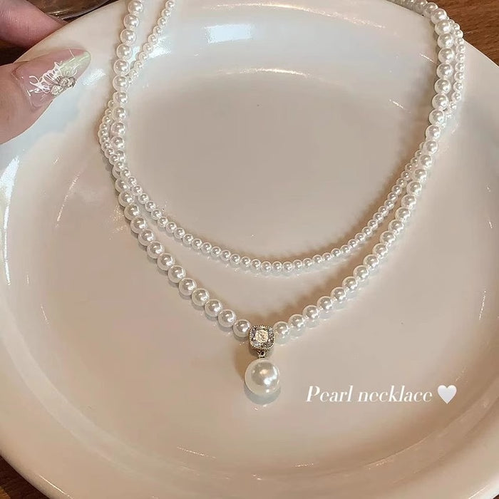 Double Layer Pearl Necklace fashionnsio