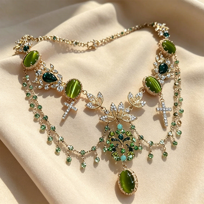 Emerald Dynasty Crystal Necklace - Fashionnsio