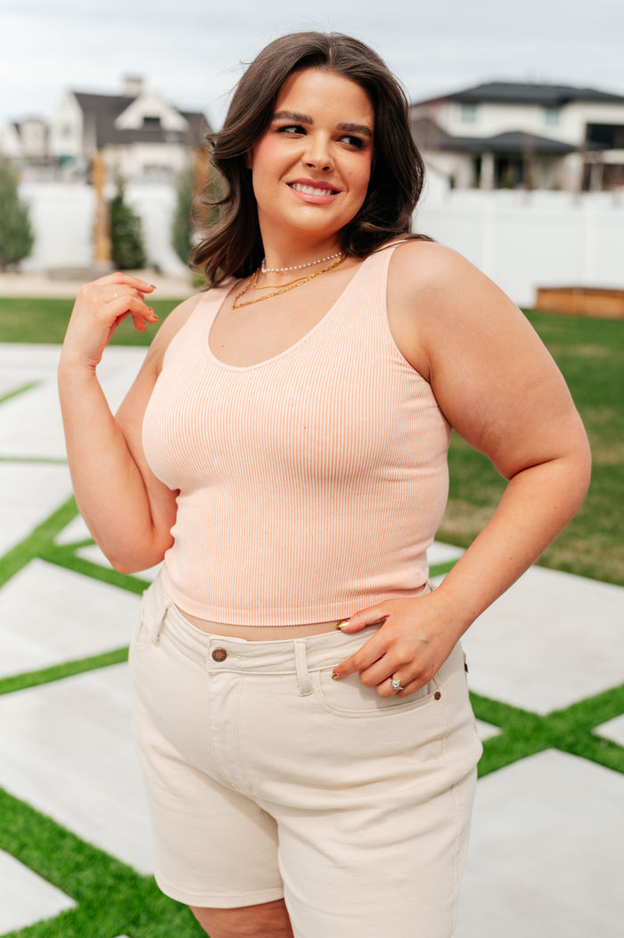 Fundamentals Ribbed Seamless Reversible Tank in Peach by Yelete