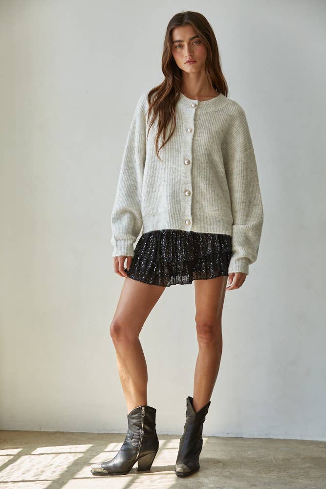 Knit Button Cardigan Oatmeal - Intimate Whispers