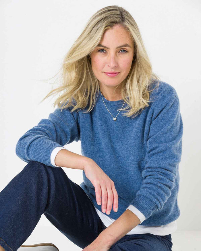 Lambswool Crew Neck Jumper - Blueberry - The Classic Boutique