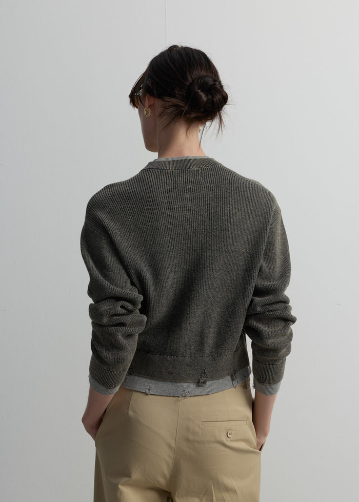 LAYERED CROPPED KNIT CARDIGAN