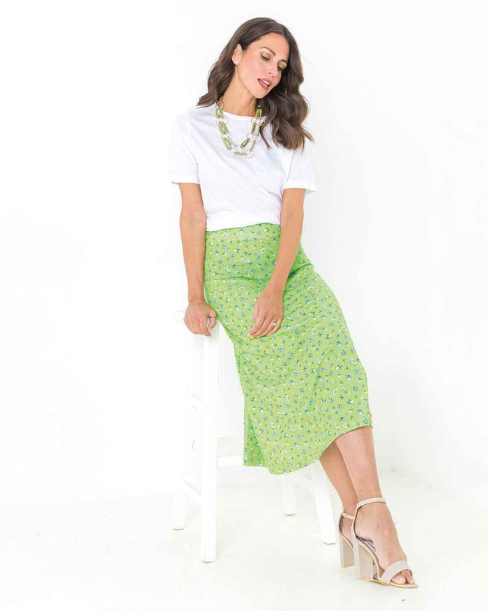 Lily Floral A Line Pull On Skirt - The Classic Boutique