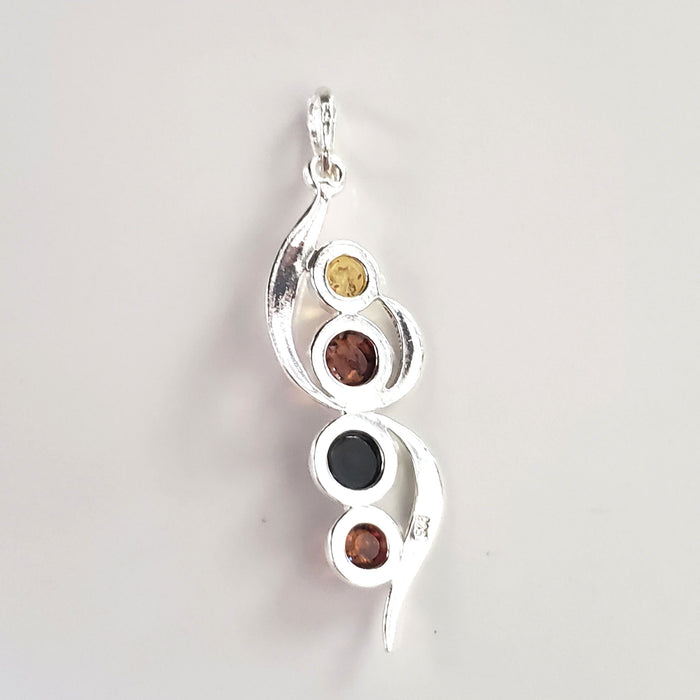 sterling silver amber multicolor pendant