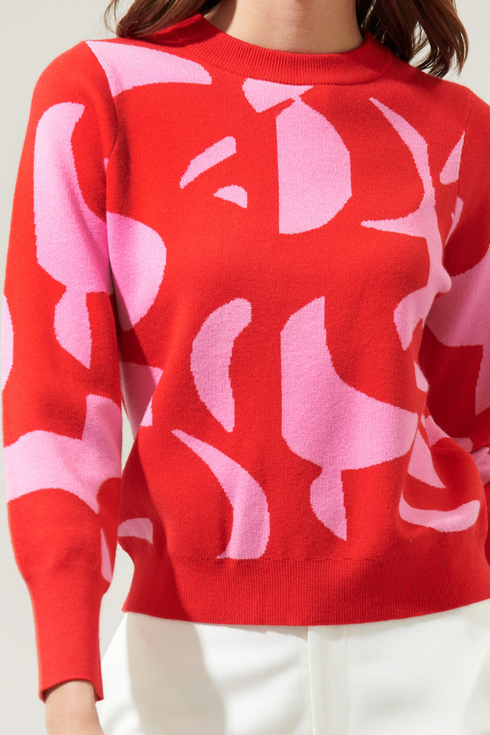 Minka Abstract Crew Neck Sweater
