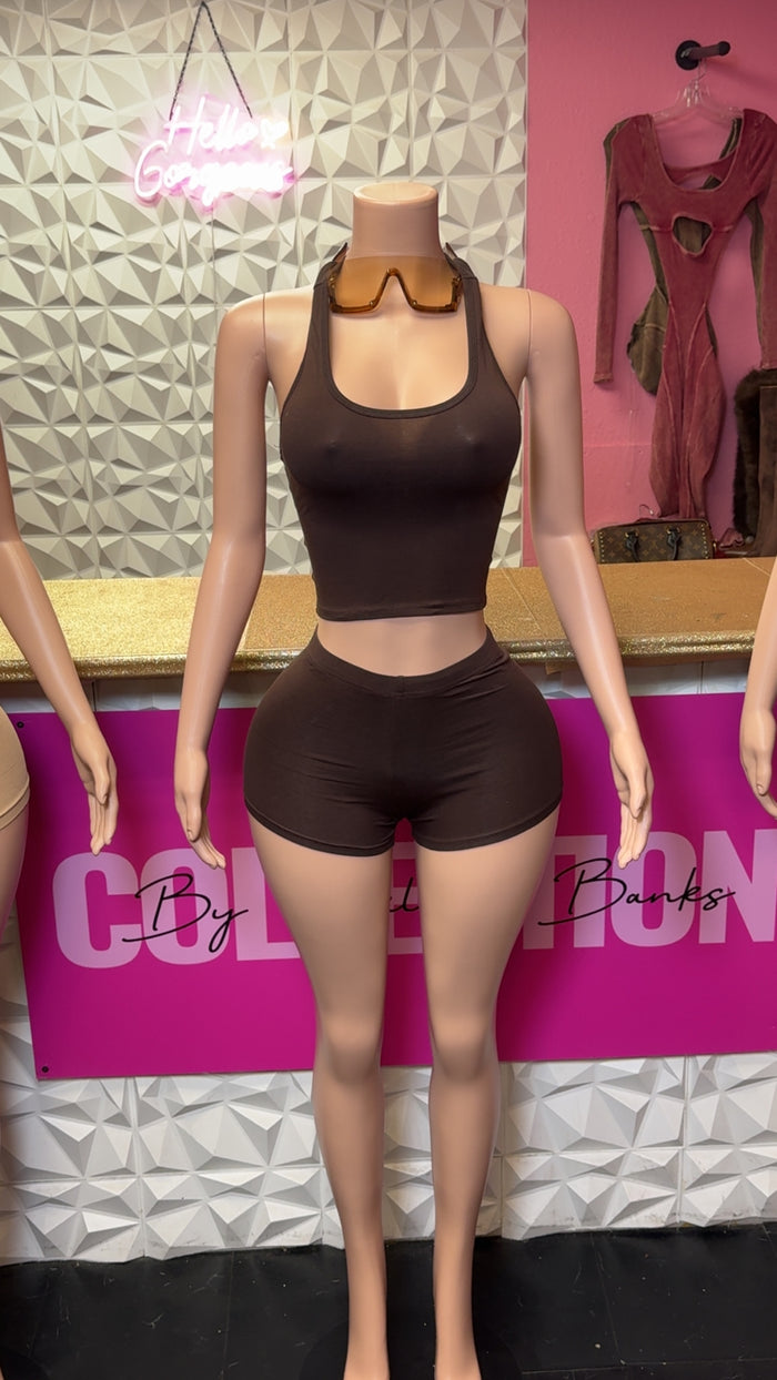 On The Go Short Set (Brown)