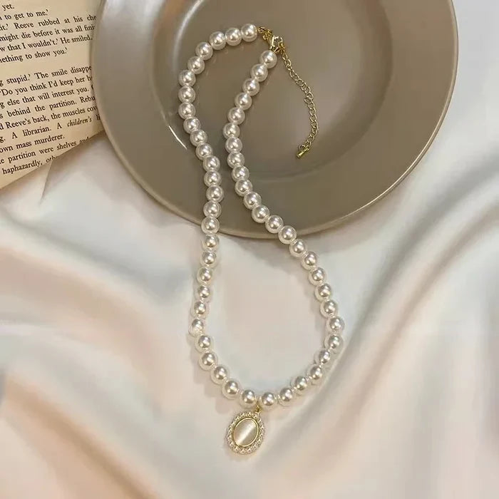 Opal Pearl Korean Necklace - Fashionnsio