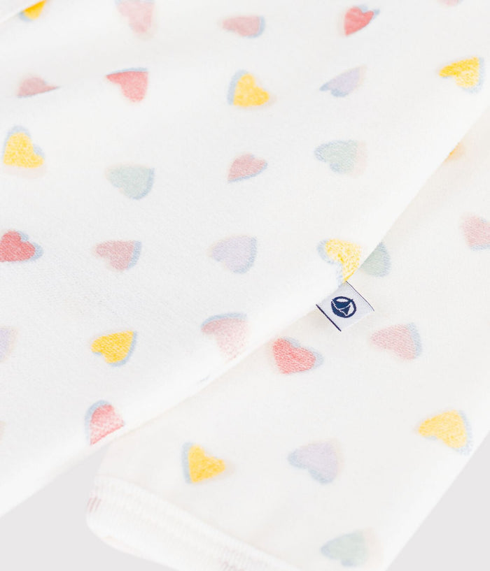 Petit Bateau Velour Romper in Multi Hearts