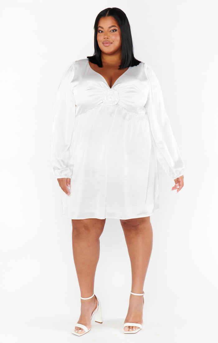 Rosetta Mini Dress ~ Ivory Luxe Satin