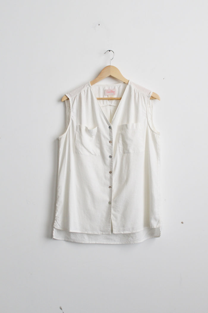 salt white linen button up
