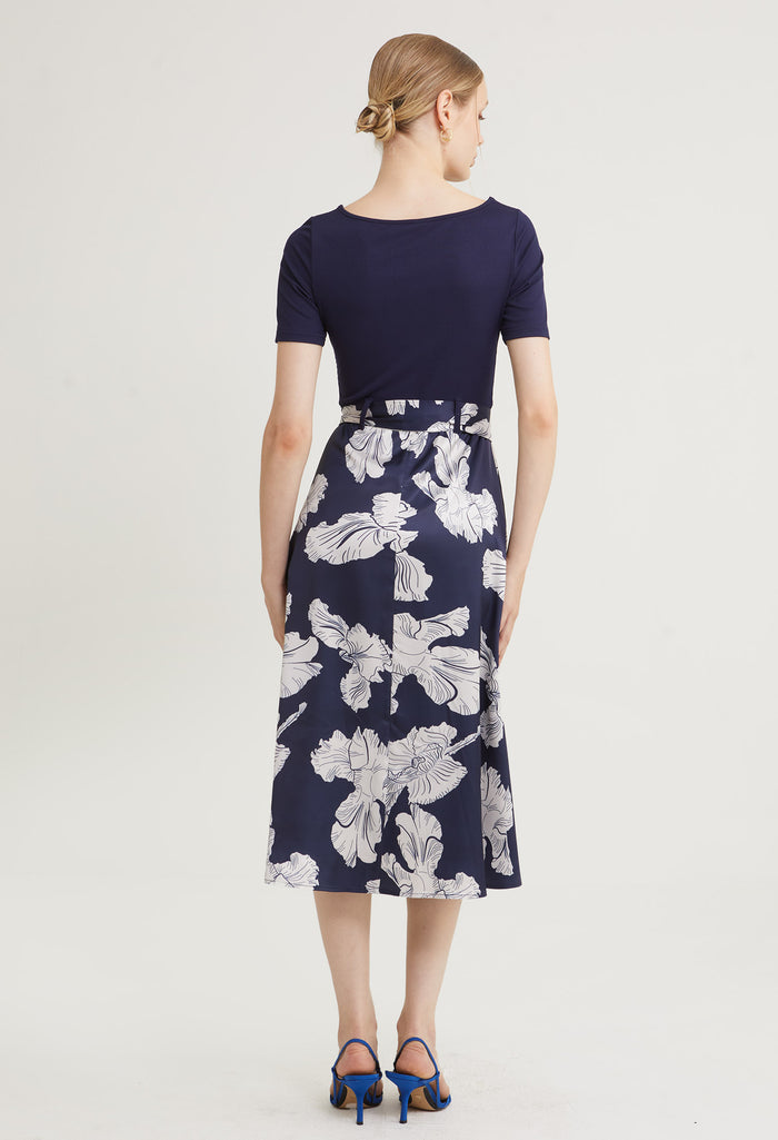 Satin Petal Midi Dress