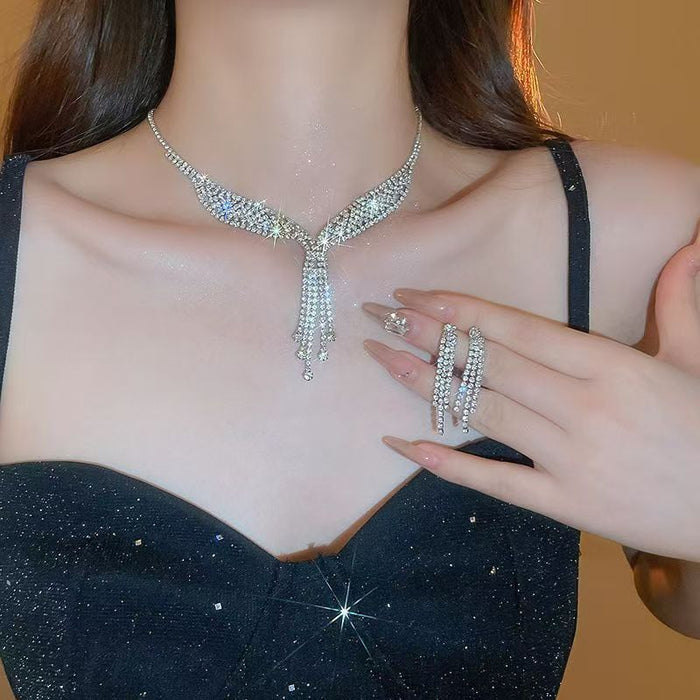Shimmer Fringe Necklace Set fashionnsio