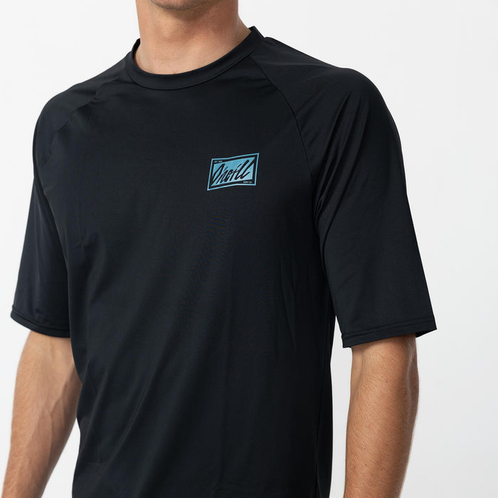 Skewed Short Sleeve Rash Vest Tee - Black