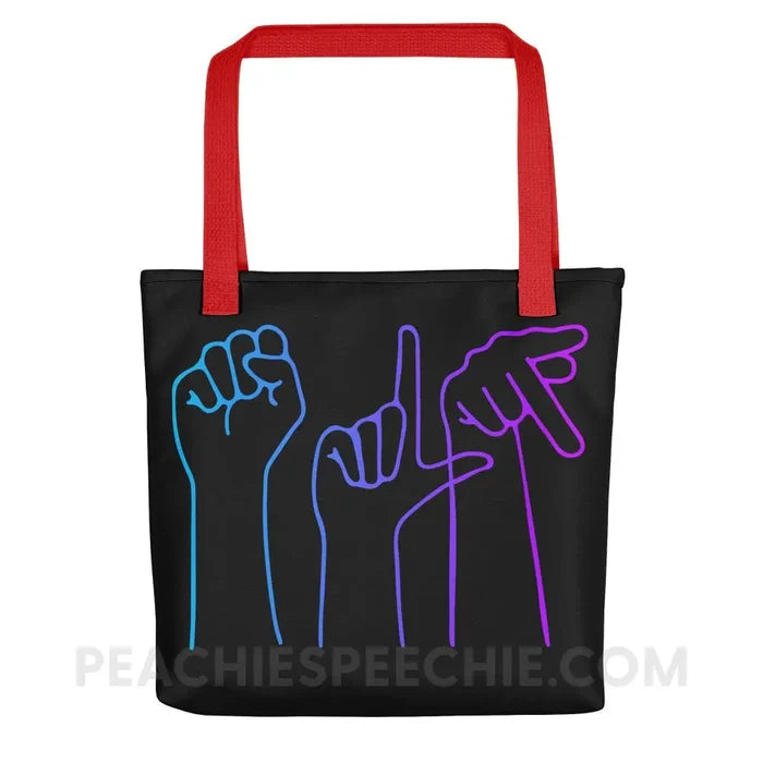 SLP Hands Tote Bag - Red - Bags peachiespeechie.com