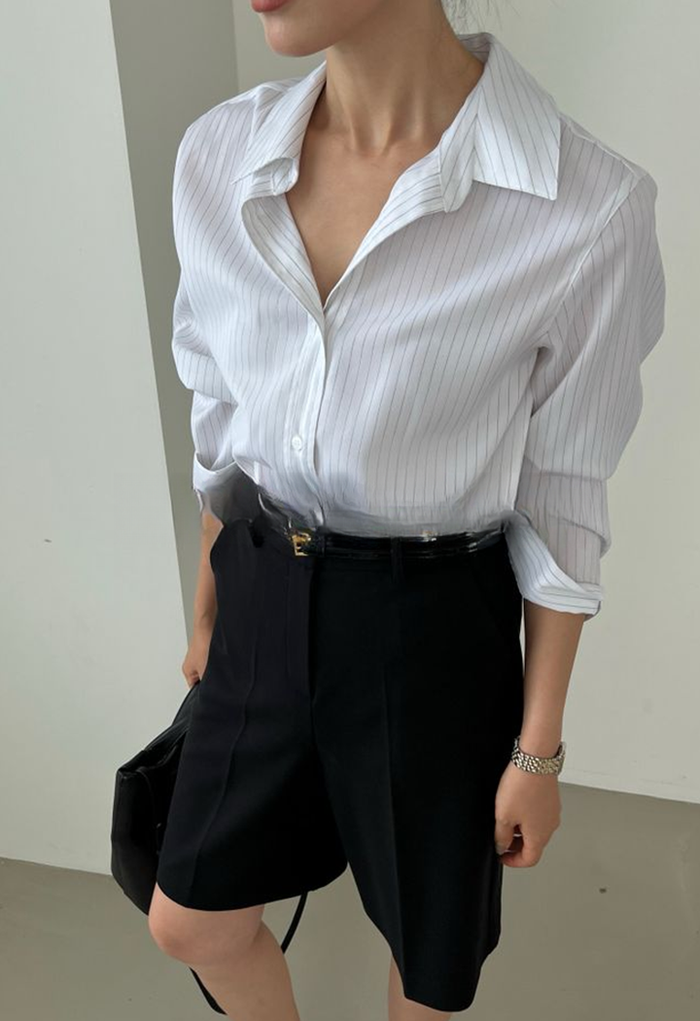 stripe button-up shirt