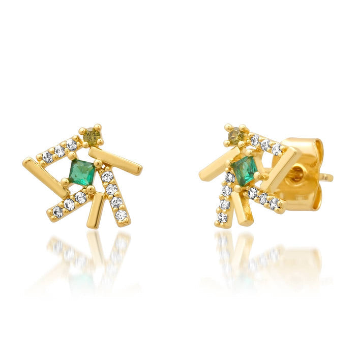 Tai Stick Cluster Emerald & CZ Studs