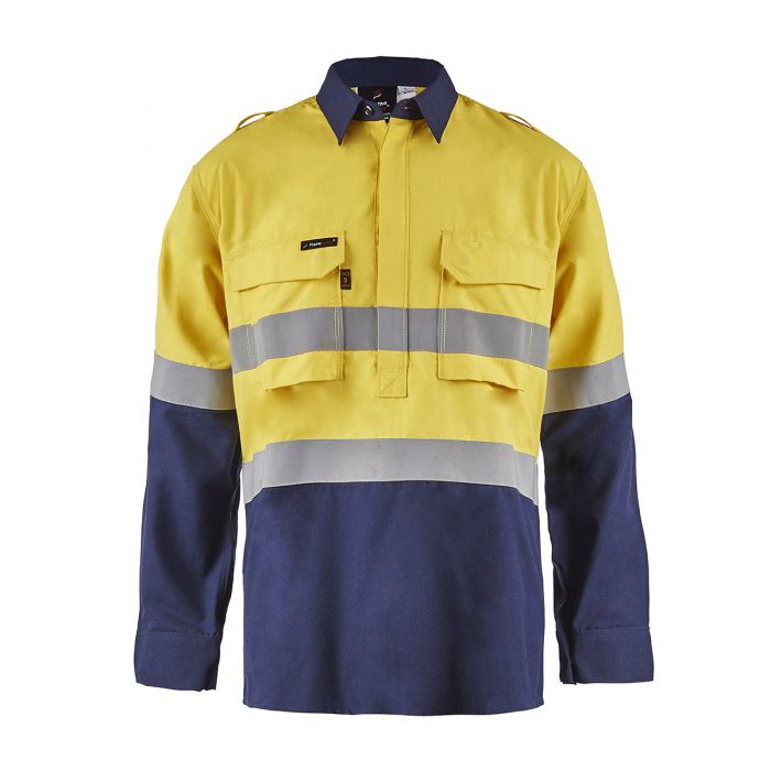 Torrent HRC2 Mens Hi Vis Two Tone Close Front Shirt With Gusset Sleeves And Fr Reflective Tape