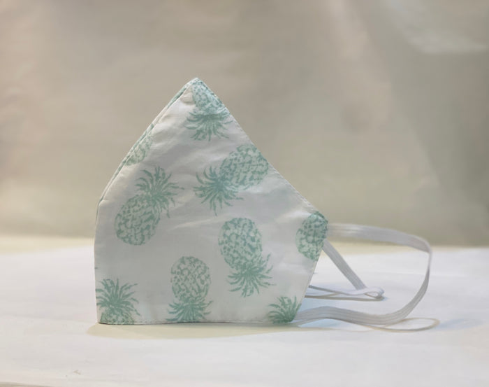 Unisex Designer White With Pineapple Printed Cloth Face Masks