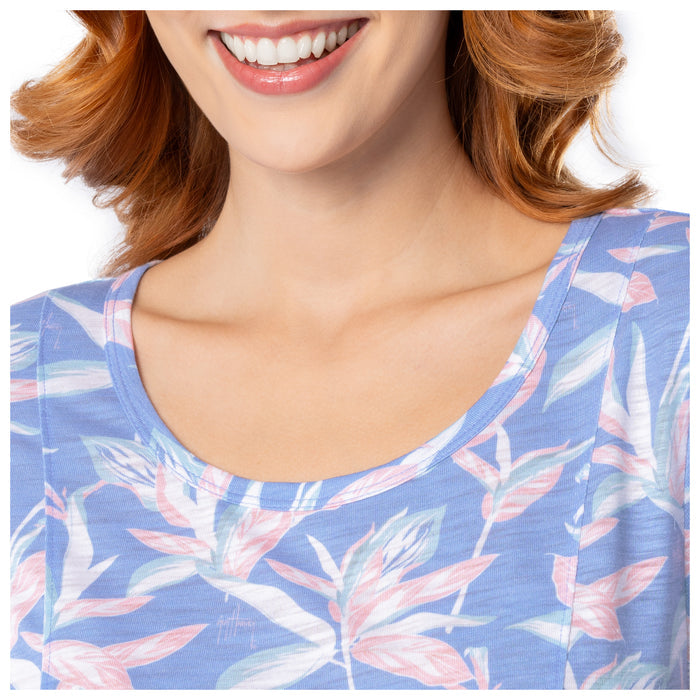 Women's Indigo Printed Scoop Dress