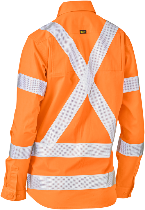 Women's Taped X Back Lightweight Hi Vis Drill Rail Shirt BL6166XT