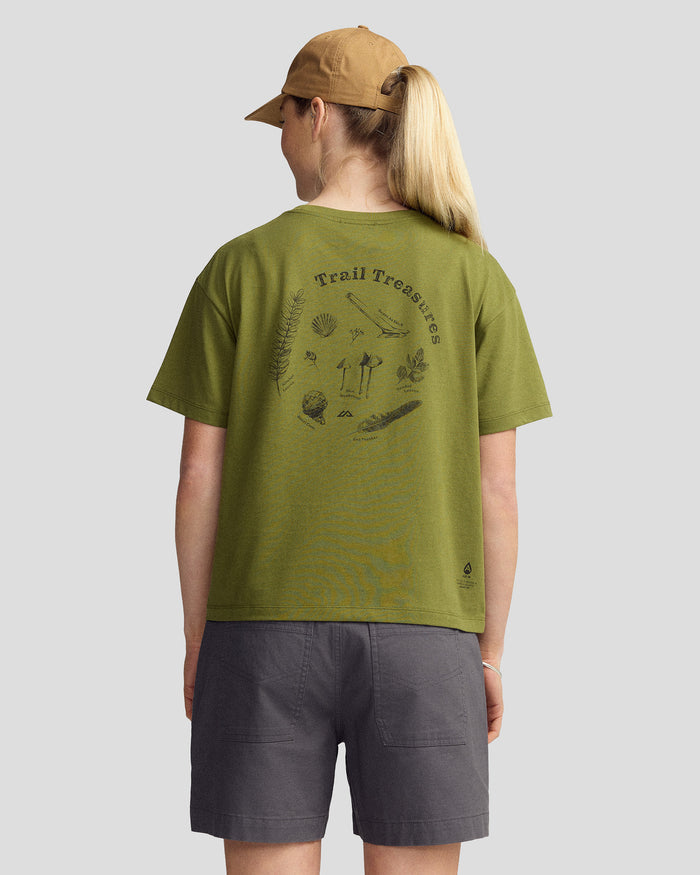 Women’s Trail Treasure Organic Cotton T - shirt - Dark Fern
