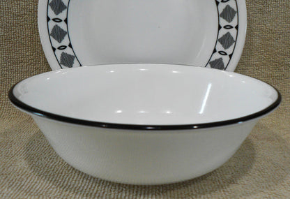 ❤️ 1 Corelle BLACK Rim 18-oz SOUP Cereal BOWL *Brasserie, Cusco, Mosaic, Dots