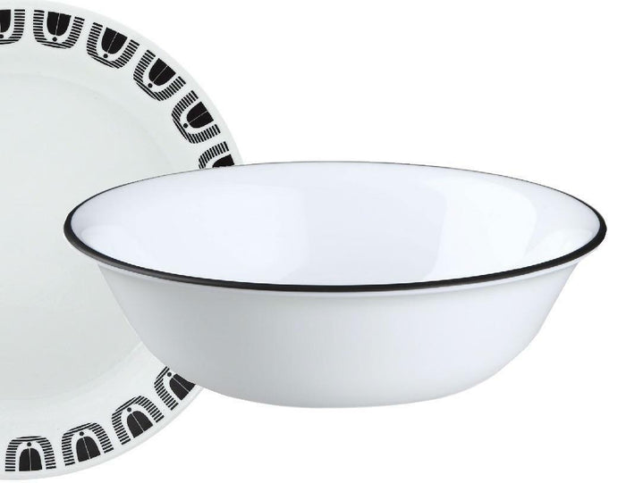❤️ 1 Corelle BLACK Rim 18-oz SOUP Cereal BOWL *Brasserie, Cusco, Mosaic, Dots