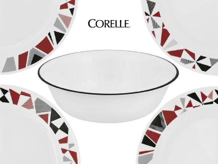 ❤️ 1 Corelle BLACK RIM 18-oz SOUP Cereal  BOWL *Inked Poppy Brasserie Cusco Paloma