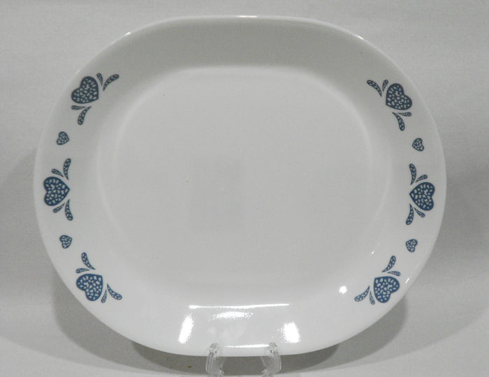 ❤️ 1 Corelle BLUE HEARTS 12.25 x 10 SERVING PLATTER Meat Chop Hostess Tray Plate
