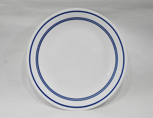 1 Corelle CLASSIC CAFE BLUE BANDS 10.25" DINNER PLATE Triple Cobalt Navy Stripes