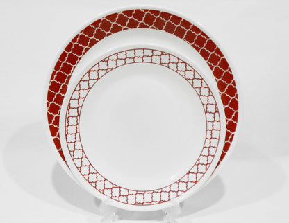 ❤️ 1 Corelle CRIMSON TRELLIS Choose DINNER or LUNCH PLATE *Red Hot Retro Geometric