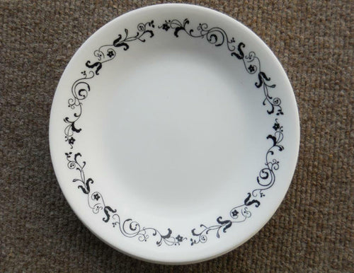 1 Corelle GARDEN GETAWAY 6 3/4" BREAD PLATE Butter Dessert BLACK Floral Vines