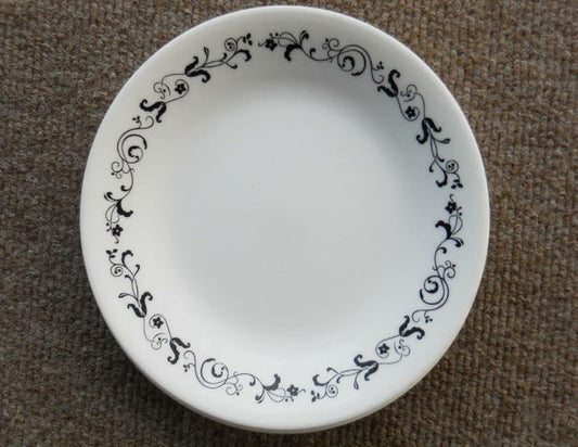 1 Corelle GARDEN GETAWAY 6 3/4" BREAD PLATE Butter Dessert BLACK Floral Vines