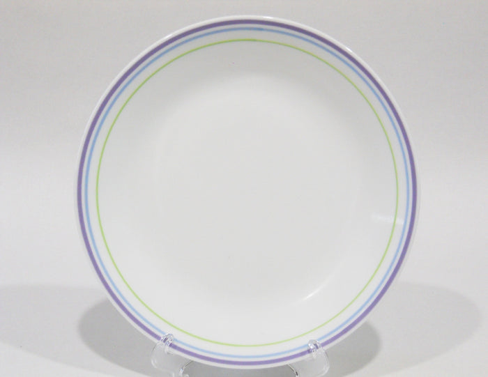 ❤️ 1 Corelle MOONGLOW 8.5" LUNCH Luncheon PLATE *Purple Blue Green Band Stripes