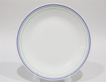 ❤️ 1 Corelle MOONGLOW 8.5" LUNCH Luncheon PLATE *Purple Blue Green Band Stripes
