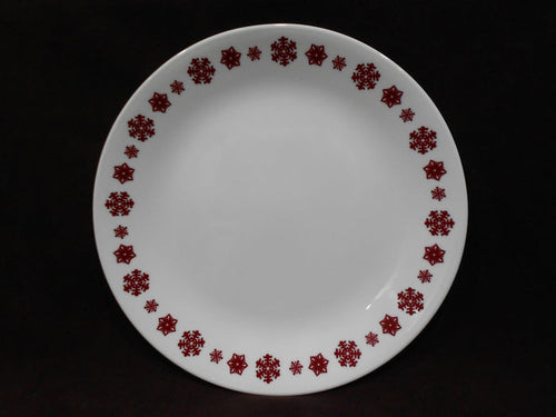 1 Corelle RUDOLPH 10.25" DINNER PLATE Christmas Holiday Crimson Red Snowflakes