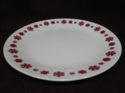 1 Corelle RUDOLPH 10.25" DINNER PLATE Christmas Holiday Crimson Red Snowflakes