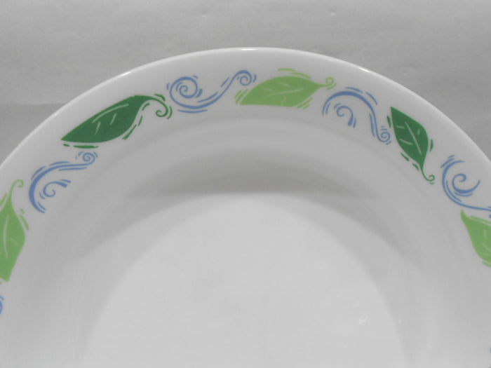 ❤️ 1 Corelle SPEARMINT 15-oz Flat RIMMED SOUP BOWL Pasta Stew 8.5" Green Blue Leaves
