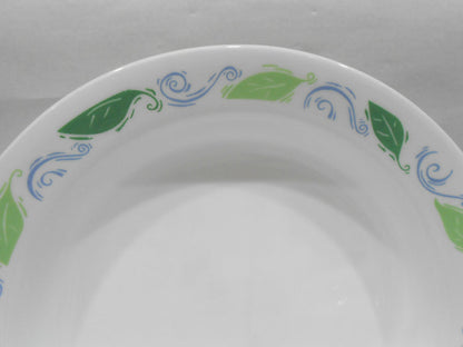 ❤️ 1 Corelle SPEARMINT 15-oz Flat RIMMED SOUP BOWL Pasta Stew 8.5" Green Blue Leaves