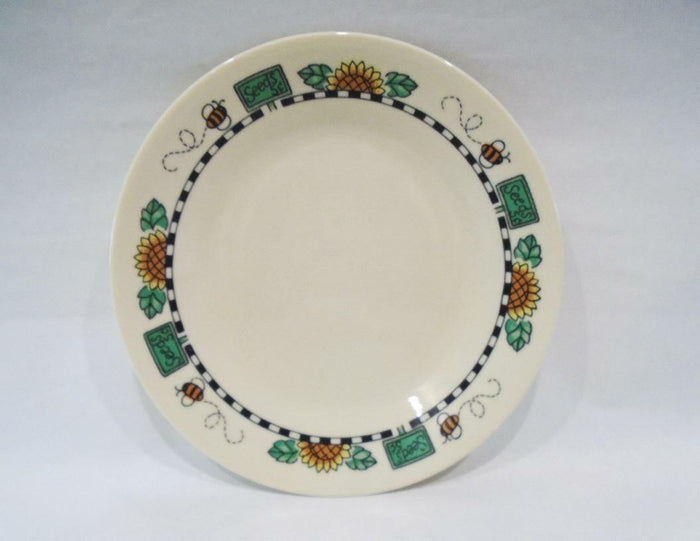 1 Corelle SUNBLOSSOMS Sandstone BREAD PLATE Butter Dessert SUNFLOWERS SEEDS BEES