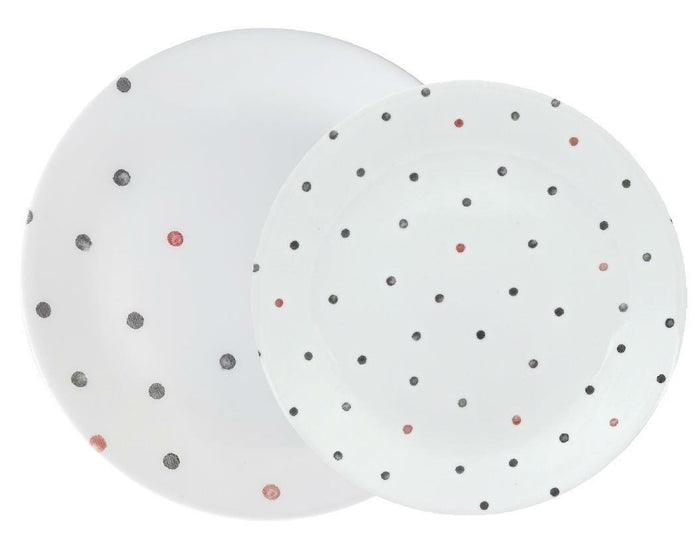 1 Corelle VIVE POLKA DOTTIE Choose: DINNER or LUNCH PLATE *Gray Black Red Dots